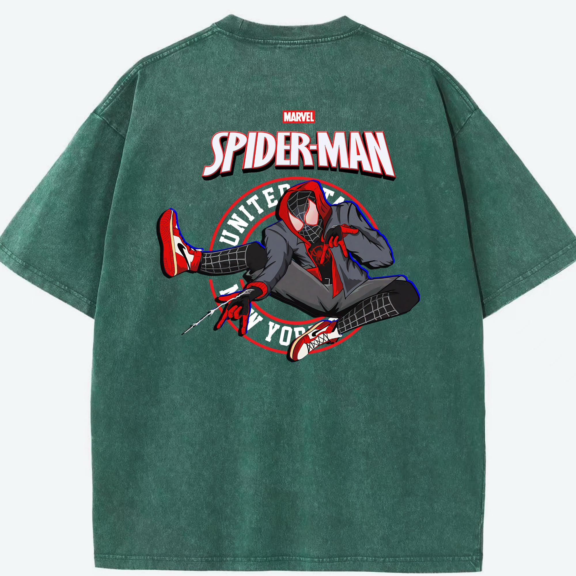 （画像用） Spider Man スパイダーマン 綿100% ヴィンテージ風 半袖Tシャツ（背面プリント）